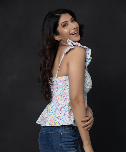 Colored Dots ITY Peplum Top